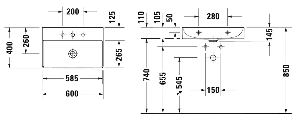 Duravit - DuraSquare - Mosdó - 23566000411 – 2. kép