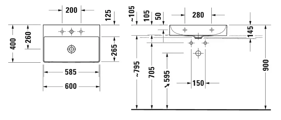 Duravit - DuraSquare - Mosdó - 23566000711 – 2. kép