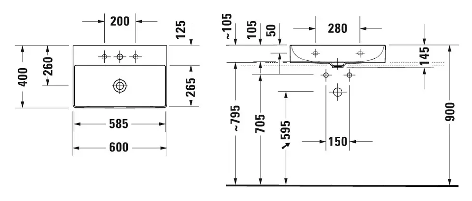 Duravit - DuraSquare - Mosdó - 2356600079 – 2. kép