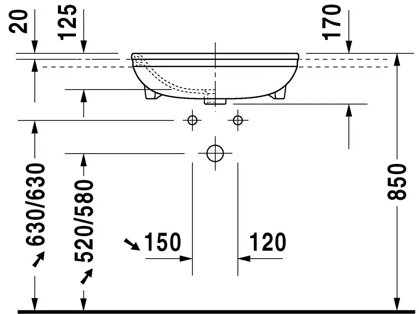 Duravit - DuraStyle - Mosdó - 0375550000 – 3. kép
