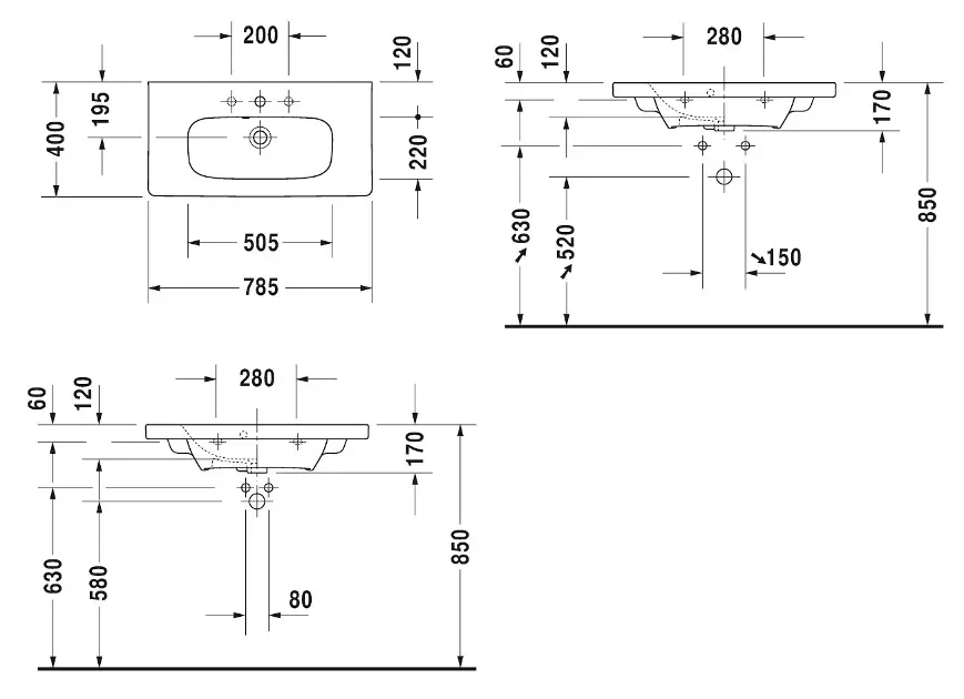 Duravit - DuraStyle - Mosdó - 23377800001 – 2. kép