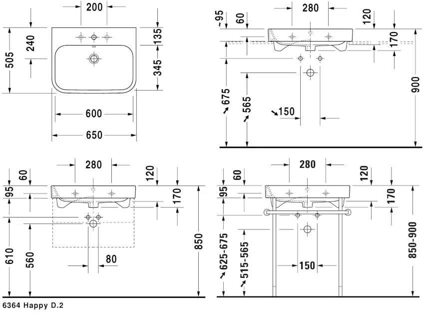 Duravit - Happy D.2 - Mosdó - 2318650000 – 2. kép