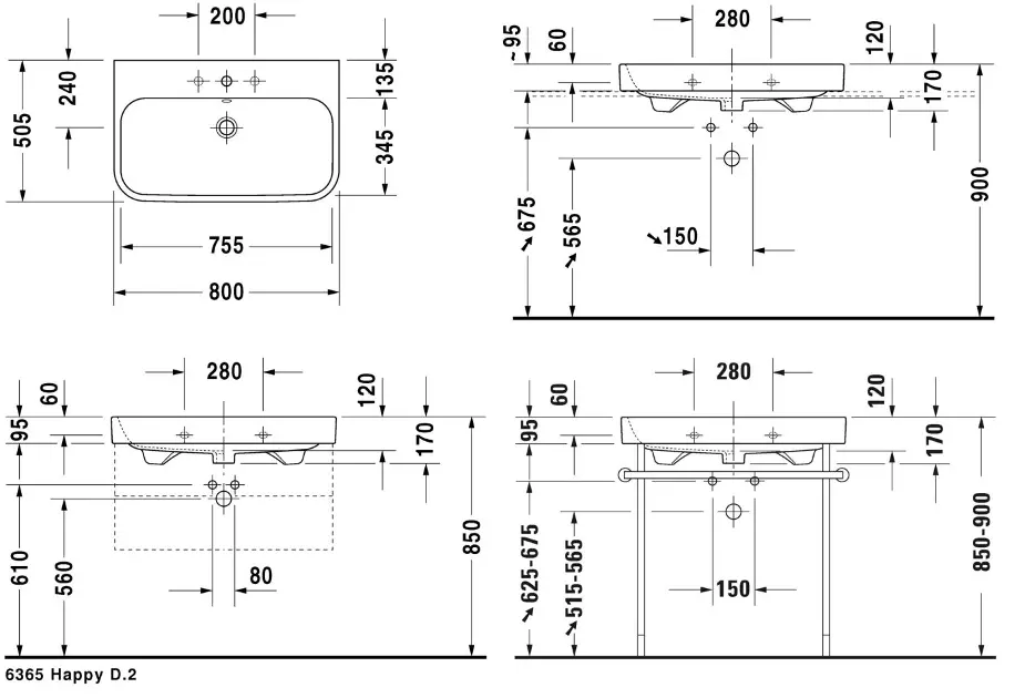 Duravit - Happy D.2 - Mosdó - 23188000001 – 2. kép