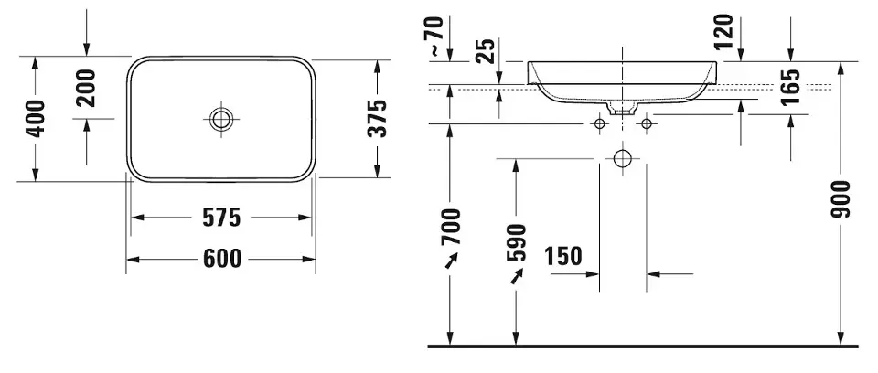 Duravit - Happy D.2 Plus - Mosdó - 2359600000 – 2. kép