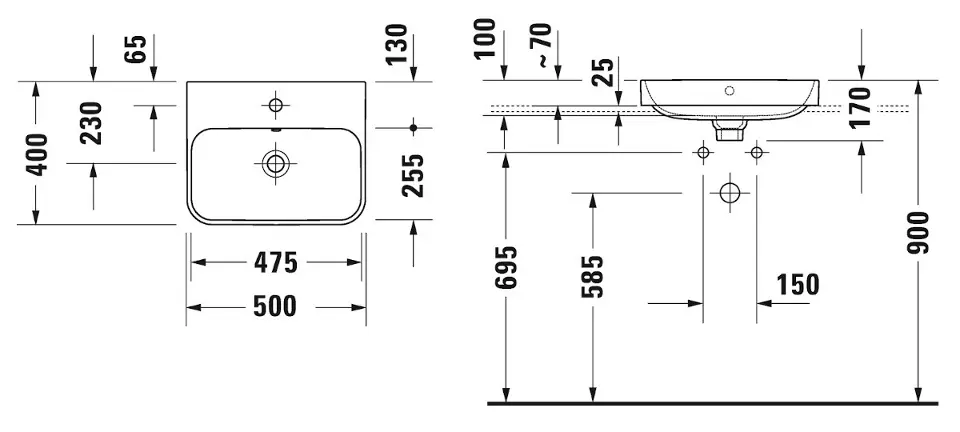 Duravit - Happy D.2 Plus - Mosdó - 23605000001 – 2. kép