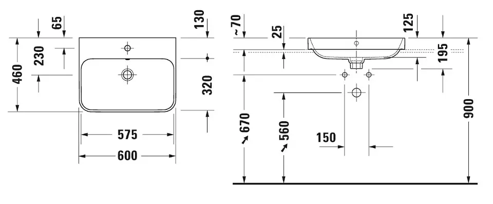 Duravit - Happy D.2 Plus - Mosdó - 2360600000 – 2. kép
