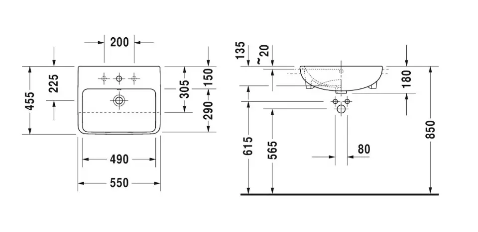 Duravit - ME by Starck - Mosdó - 037855AA00 – 2. kép