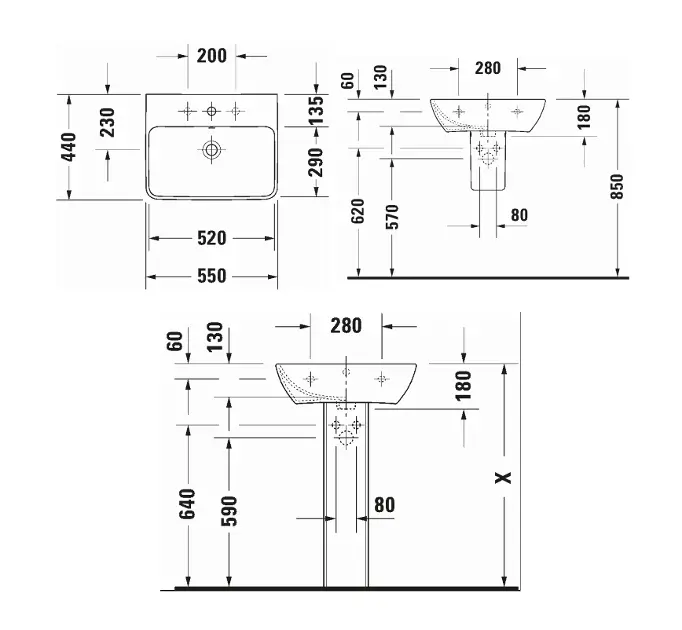 Duravit - ME by Starck - Mosdó - 233555AA00 – 2. kép