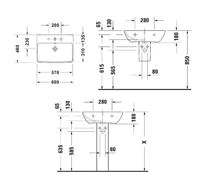 Duravit - ME by Starck - Mosdó - 233560AA00 – 2. kép
