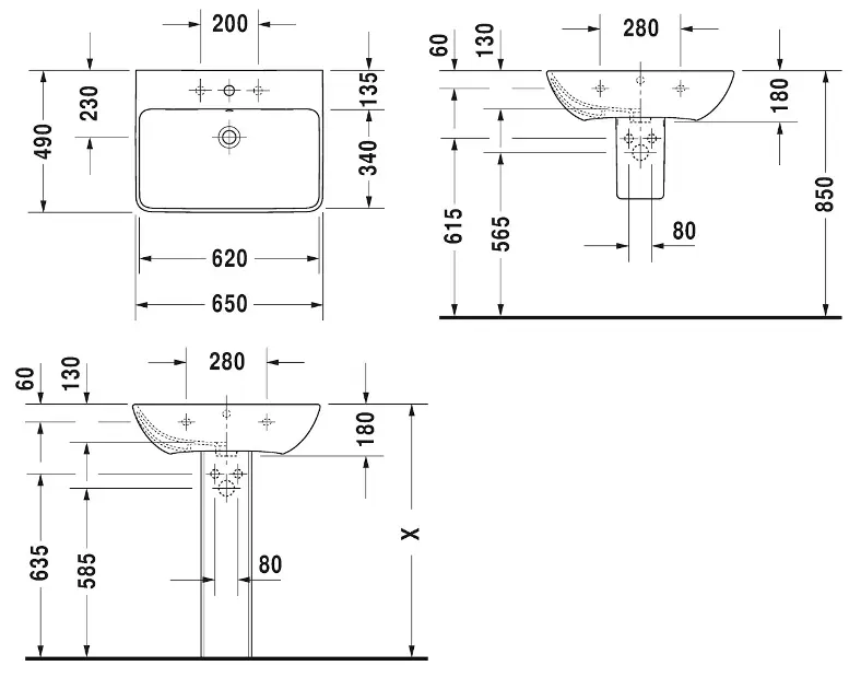 Duravit - ME by Starck - Mosdó - 2335653200 – 2. kép