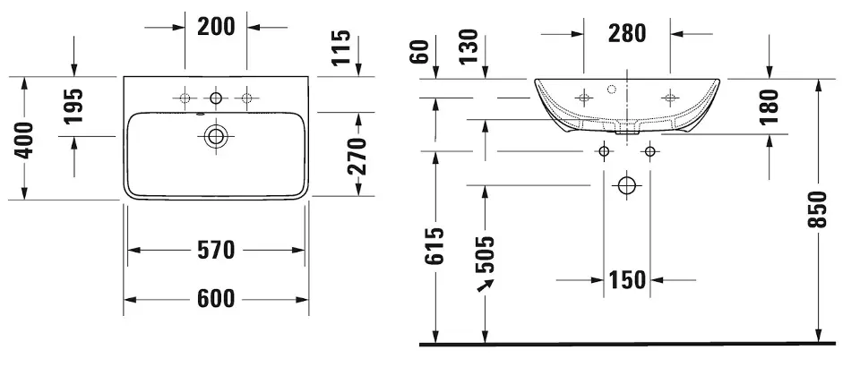 Duravit - ME by Starck - Mosdó - 2343603200 – 2. kép