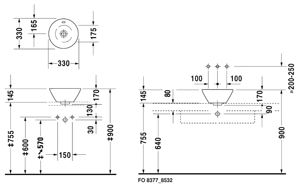 Duravit - Starck 1 - Mosdó - 04083300001 – 2. kép