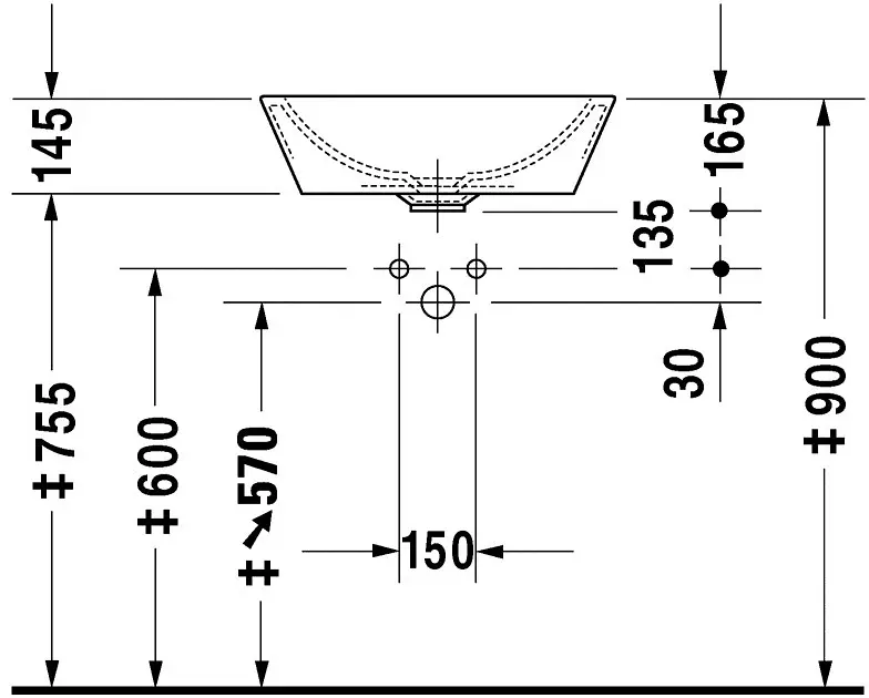 Duravit - Starck 1 - Mosdó - 04475300001 – 3. kép