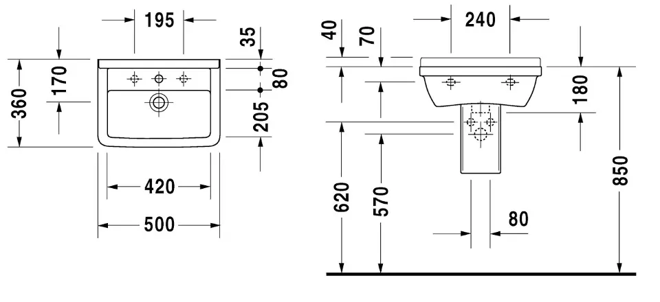 Duravit - Starck 3 - Mosdó - 03005000001 – 2. kép