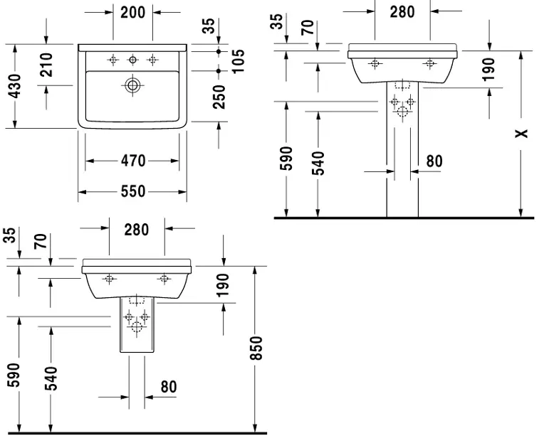 Duravit - Starck 3 - Mosdó - 0300550000 – 2. kép