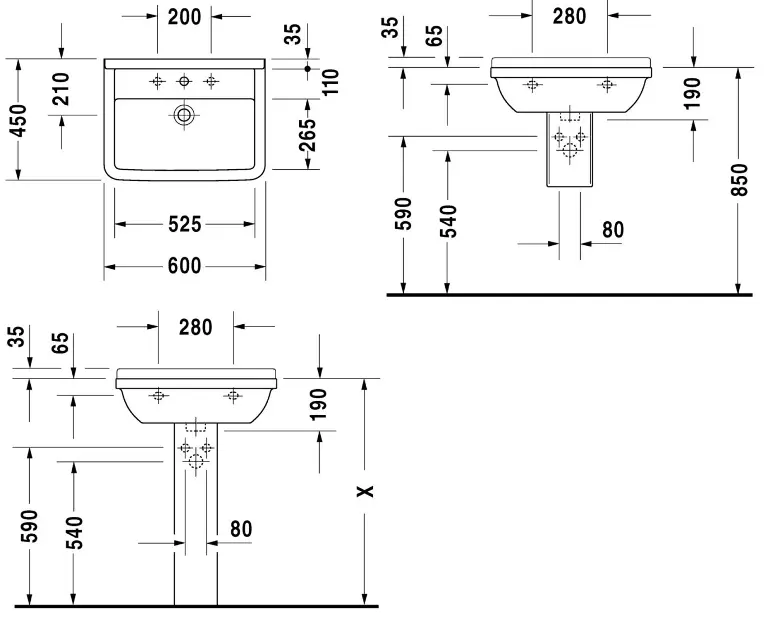Duravit - Starck 3 - Mosdó - 0300600000 – 2. kép