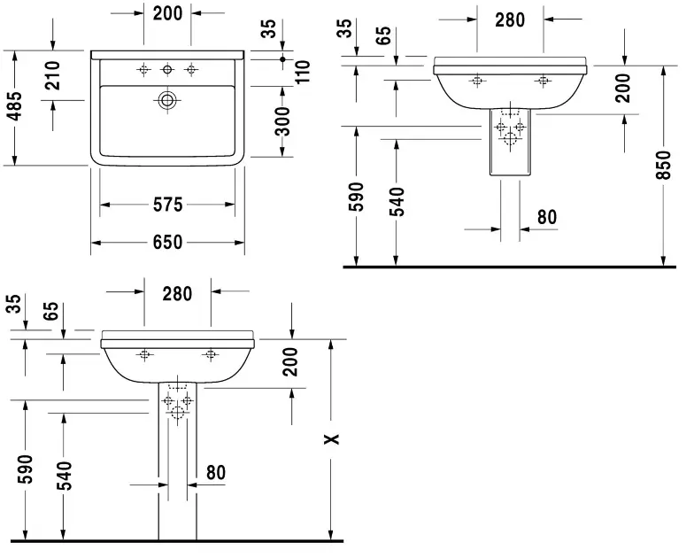 Duravit - Starck 3 - Mosdó - 0300650000 – 2. kép