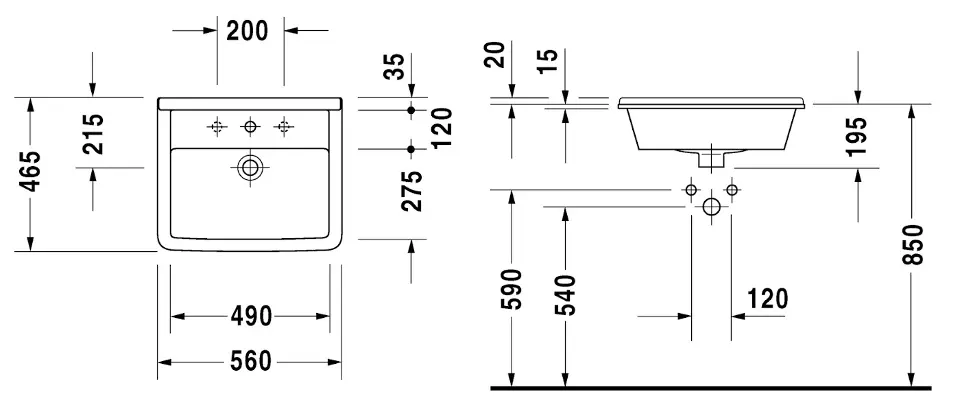 Duravit - Starck 3 - Mosdó - 03025600001 – 2. kép