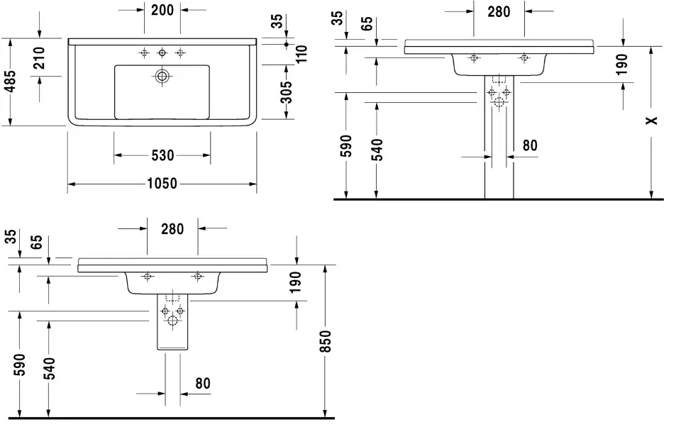 Duravit - Starck 3 - Mosdó - 0304100000 – 2. kép