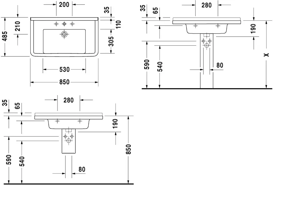 Duravit - Starck 3 - Mosdó - 0304800000 – 2. kép