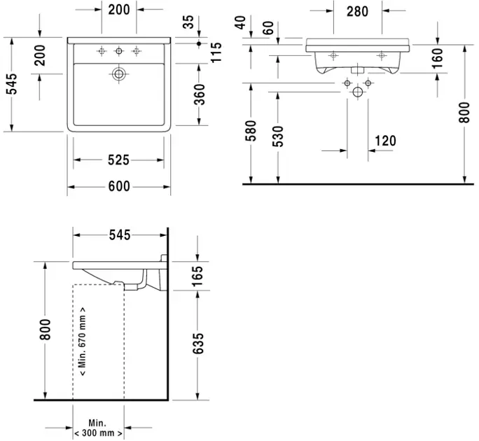 Duravit - Starck 3 - Mosdó - 03096000001 – 2. kép