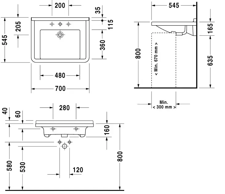 Duravit - Starck 3 - Mosdó - 0309700000 – 2. kép