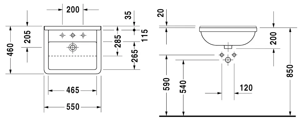 Duravit - Starck 3 - Mosdó - 03105500001 – 2. kép