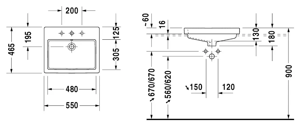 Duravit - Vero - Mosdó - 03155500001 – 2. kép