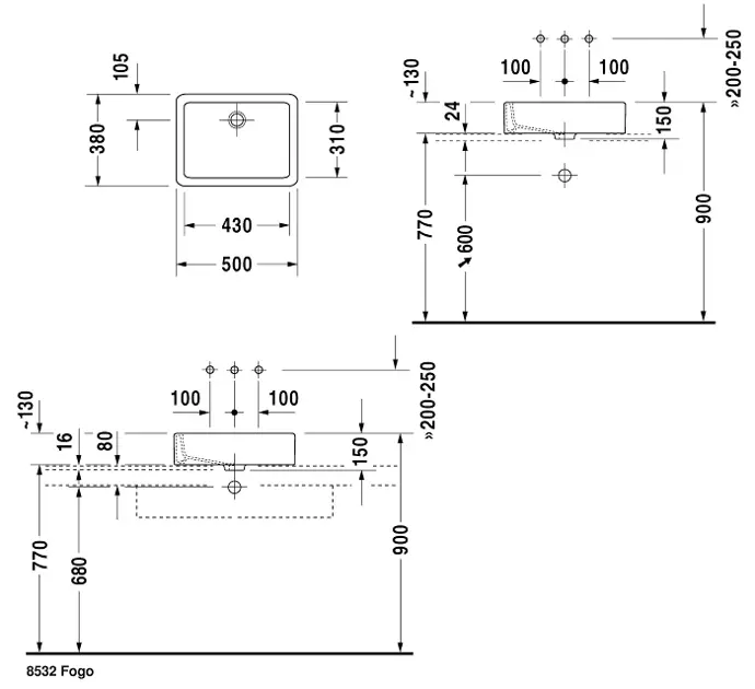 Duravit - Vero - Mosdó - 0455500000 – 2. kép