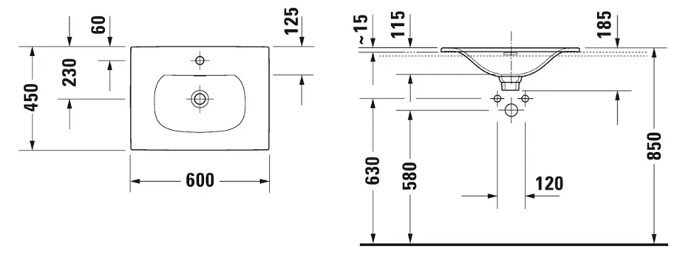 Duravit - Viu - Mosdó - 0385600000 – 2. kép