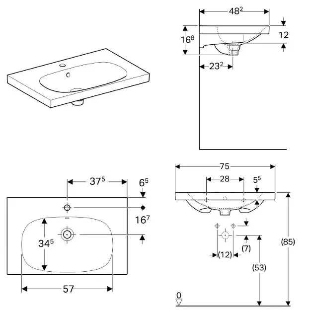 Geberit - Acanto - Mosdó - 500.622.01.8 – 2. kép