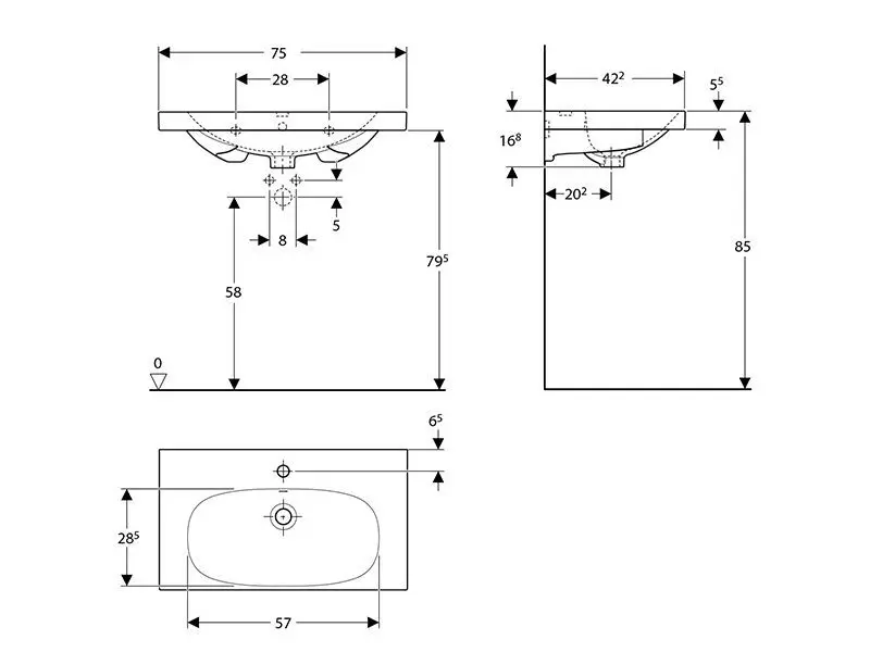 Geberit - Acanto - Mosdó - 500.632.01.8 – 2. kép