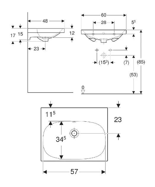 Geberit - Acanto - Mosdó - 504.620.01.1 – 2. kép