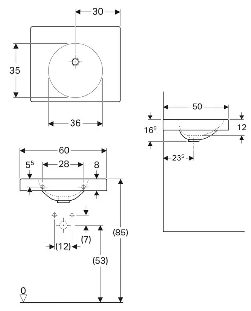 Geberit - Preciosa II - Mosdó - 123261000 – 2. kép