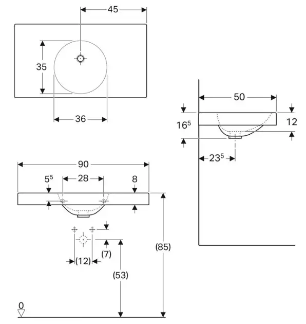 Geberit - Preciosa II - Mosdó - 123291000 – 2. kép