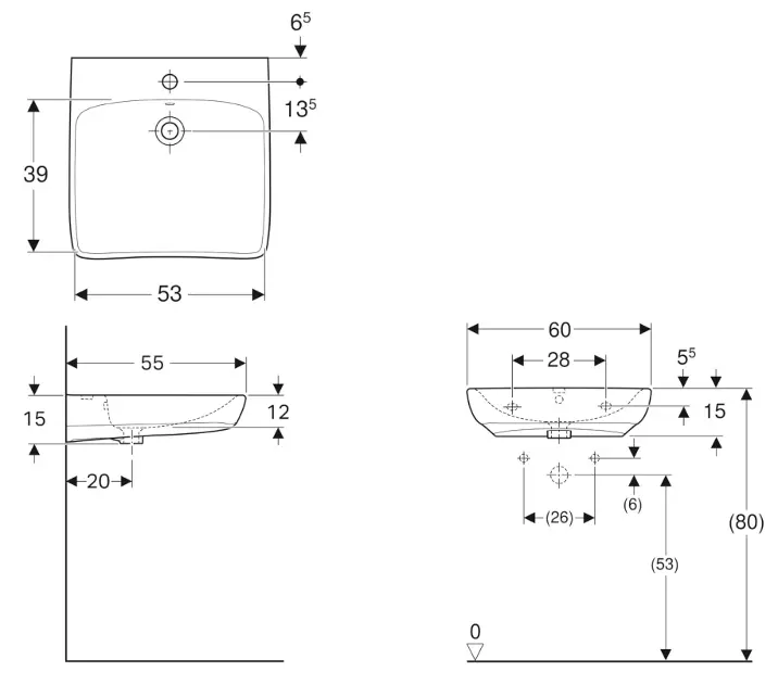 Geberit - Selnova Comfort - Mosdó - 502.769.00.7 – 2. kép