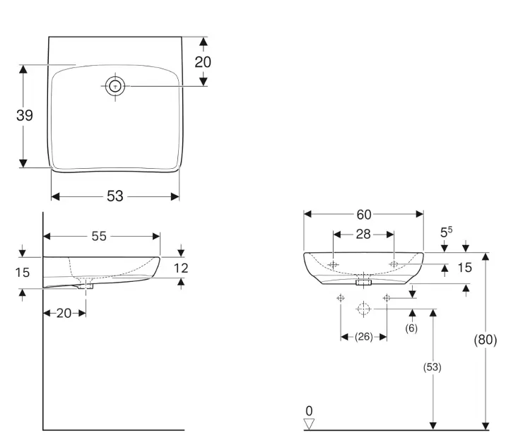 Geberit - Selnova Comfort - Mosdó - 502.771.00.7 – 2. kép