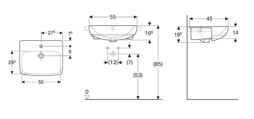 Geberit - Selnova Square - Mosdó - 501.467.00.7 – 2. kép
