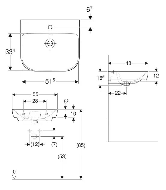 Geberit - Smyle - Mosdó - 500.227.01.1 – 2. kép
