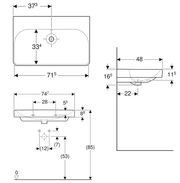 Geberit - Smyle Square - Mosdó - 500.249.00.2 – 2. kép