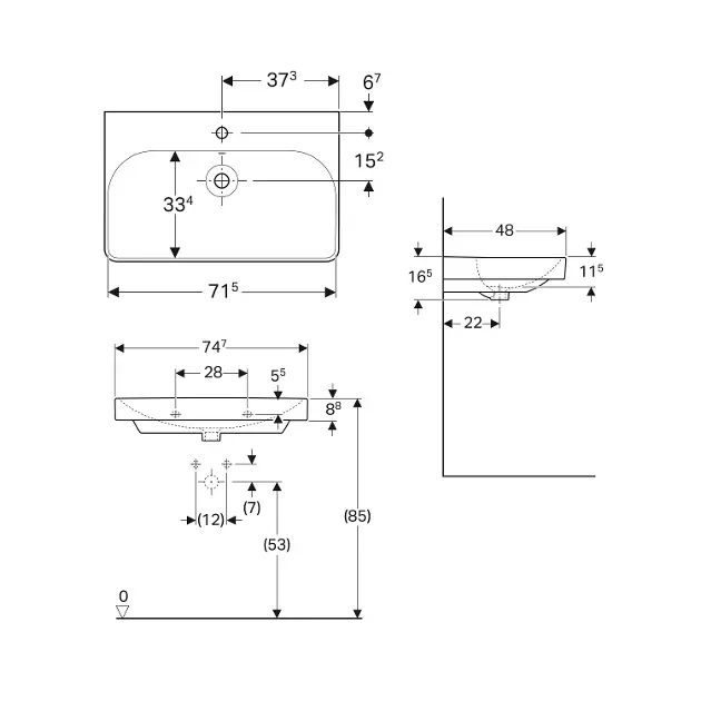 Geberit - Smyle Square - Mosdó - 500.249.01.1 – 2. kép
