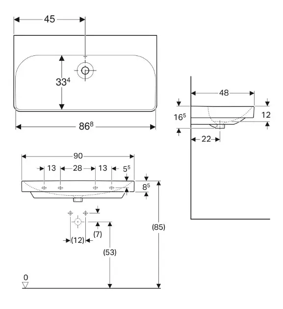 Geberit - Smyle Square - Mosdó - 500.250.01.1 – 2. kép
