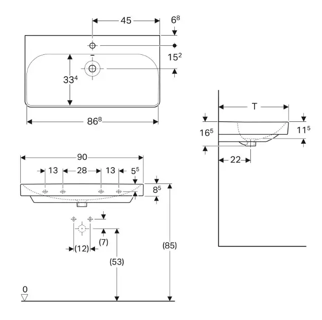 Geberit - Smyle Square - Mosdó - 500.251.01.1 – 2. kép