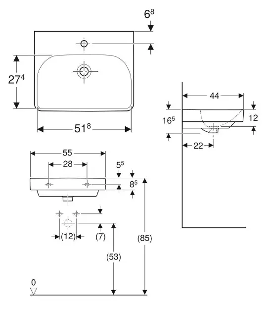 Geberit - Smyle Square - Mosdó - 500.259.01.1 – 2. kép