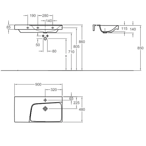 Geberit - Xeno 2 - Mosdó - 500.535.01.1 – 2. kép