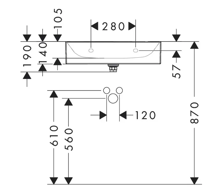 Hansgrohe - Xevolos E - Mosdó - 61094450 – 3. kép