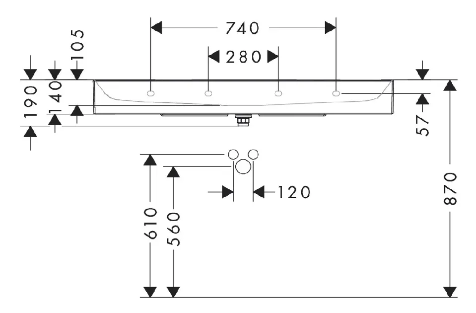 Hansgrohe - Xevolos E - Mosdó - 61112450 – 3. kép