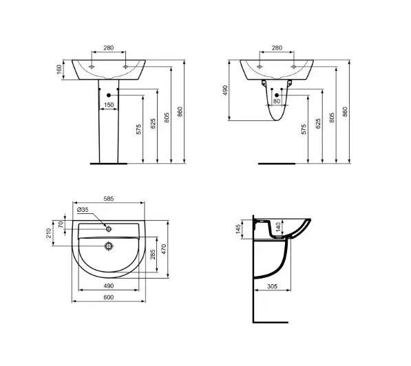 Ideal Standard - Eurovit - Mosdó - W332501 – 2. kép