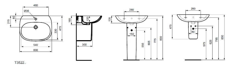 Ideal Standard - Tesi - Mosdó - T352201 – 2. kép