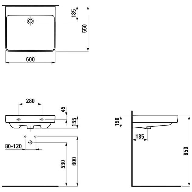 Laufen - Pro Liberty - Mosdó - H8119500001421 – 2. kép